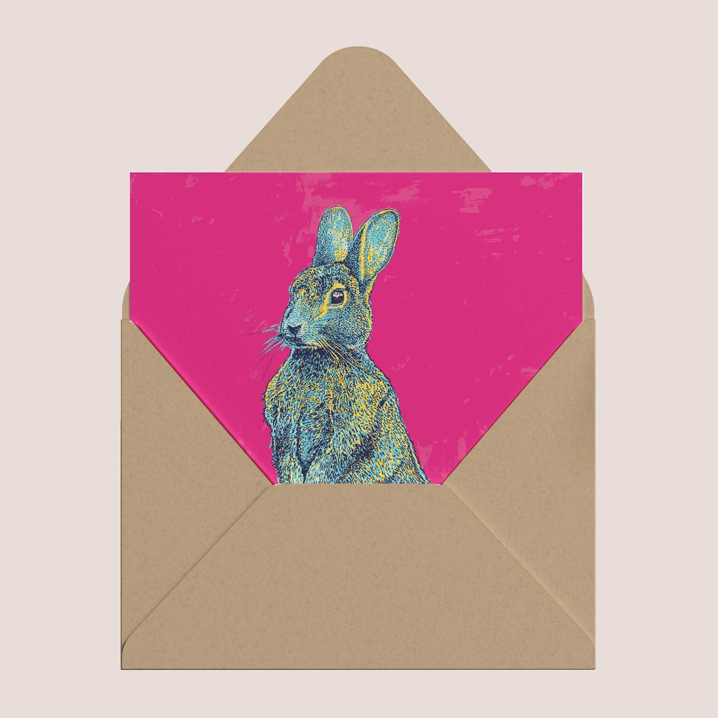 Spring Bunny – Vibrant Easter Greeting Card - Bejojoart