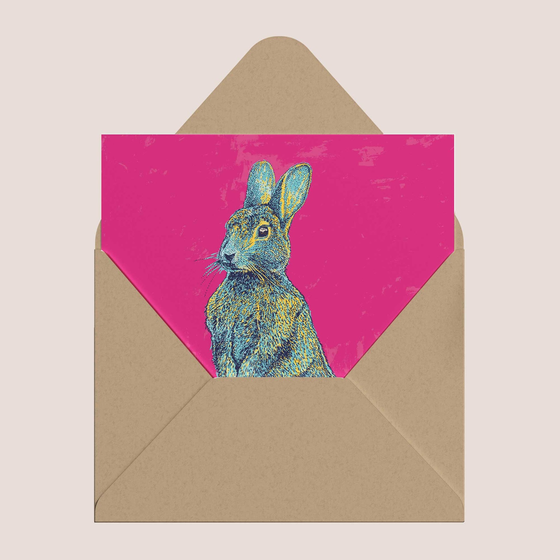Spring Bunny – Vibrant Easter Greeting Card - Bejojoart