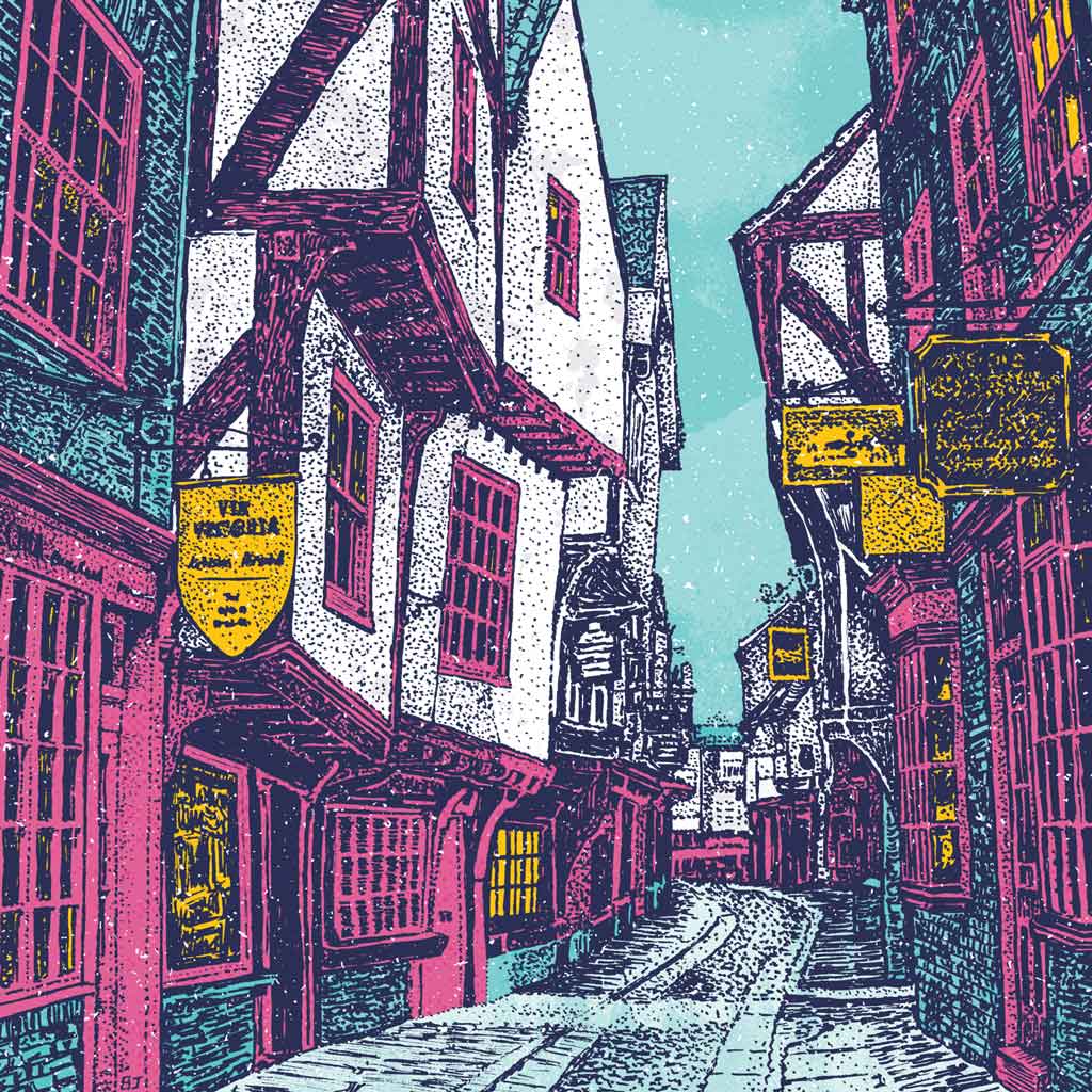 The Shambles, York Winter Print – Seasonal Colour Palette - Bejojoart