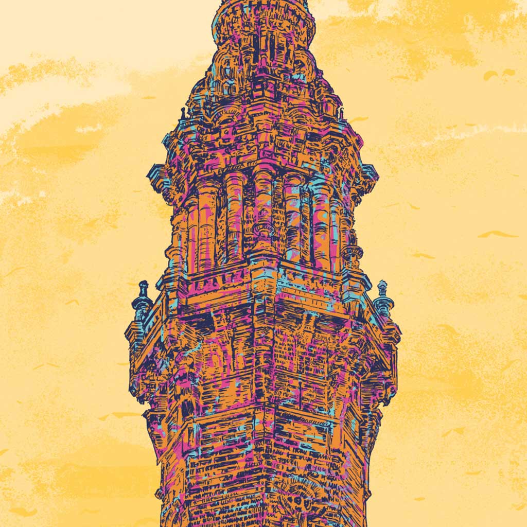 Wainhouse Tower Print - Vibrant Artwork of Halifax Landmark - Bejojoart