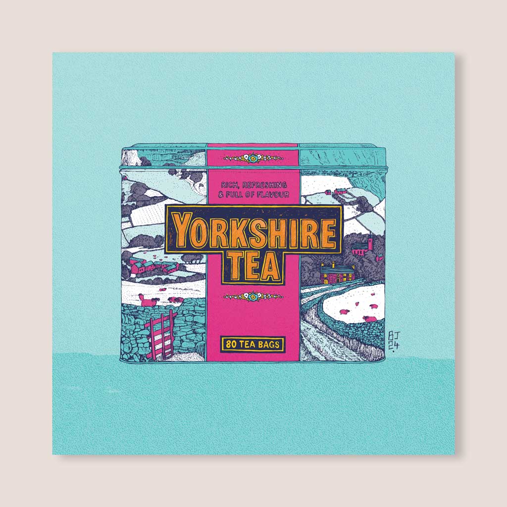 Yorkshire Tea Winter Pop Art Greeting Card - Bejojoart