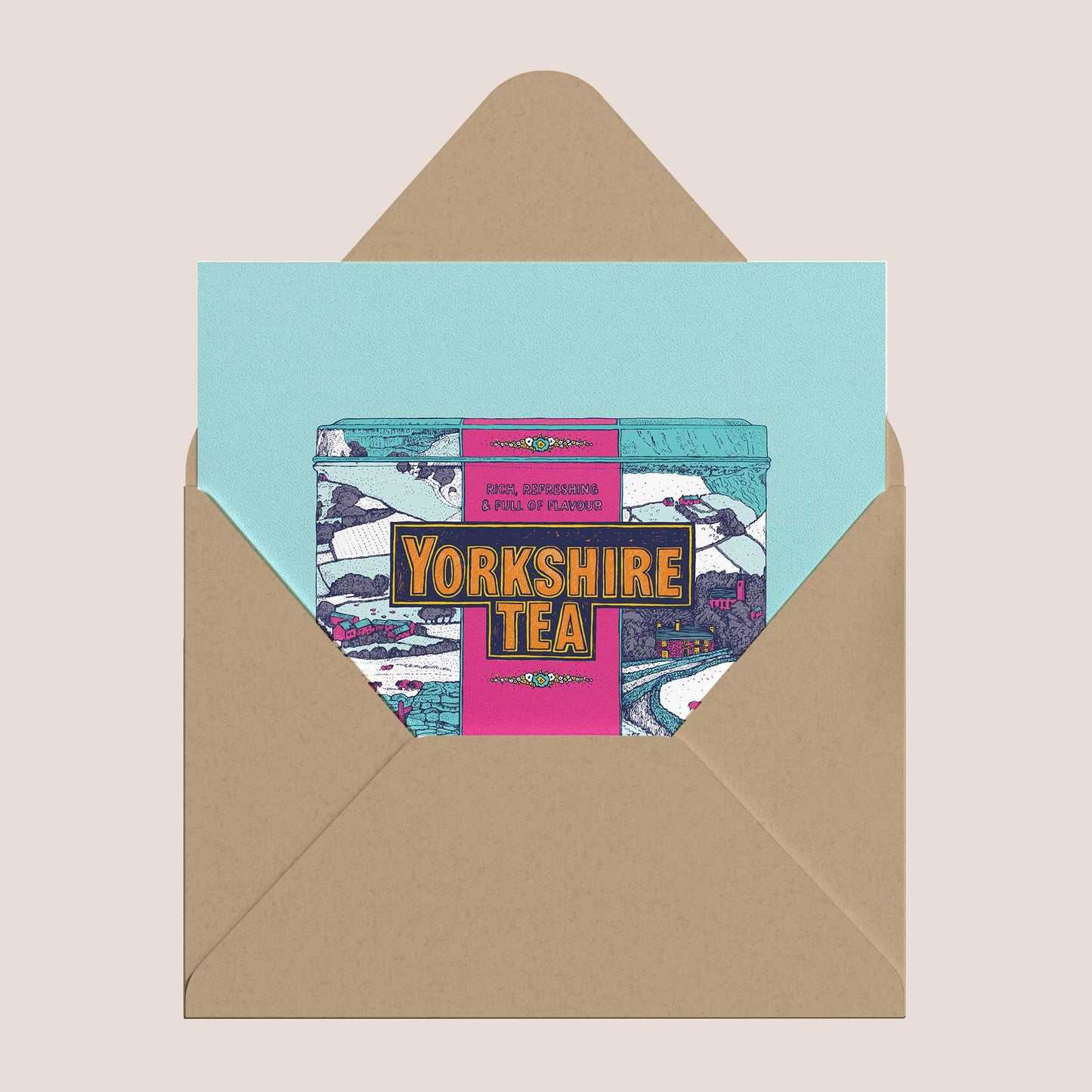 Yorkshire Tea Winter Pop Art Greeting Card - Bejojoart