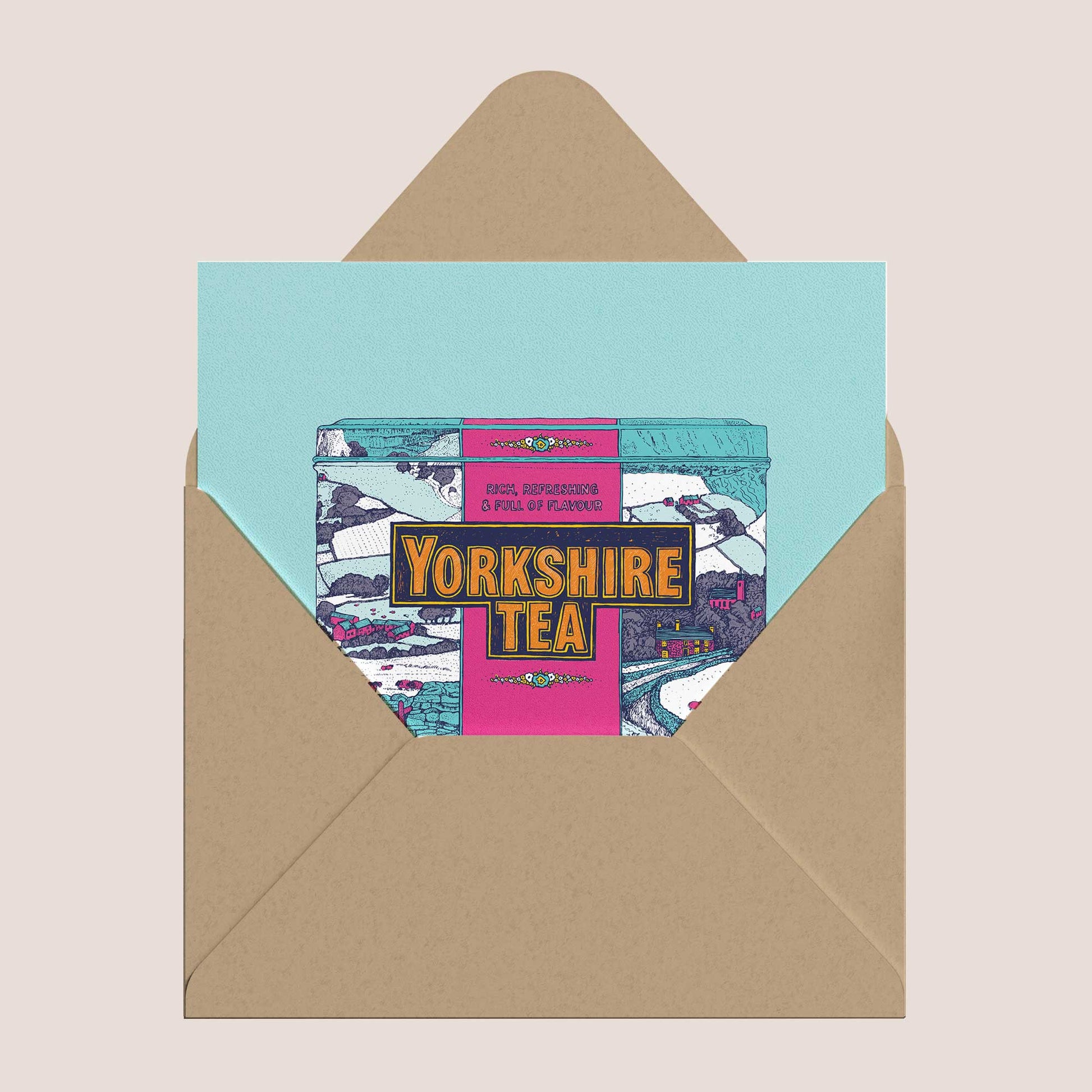 Yorkshire Tea Winter Pop Art Greeting Card - Bejojoart