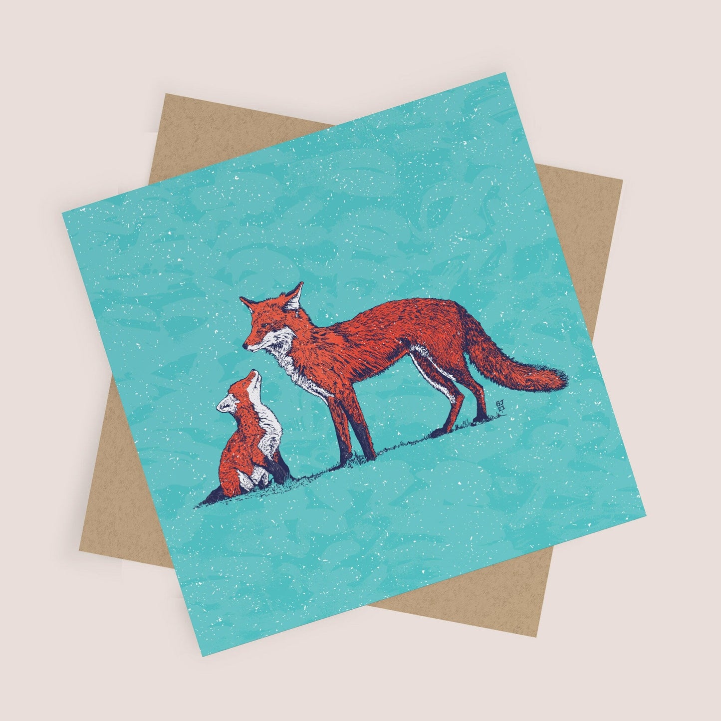 Foxes Christmas card - Bejojoart