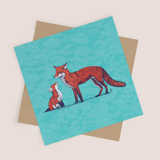 Foxes Christmas card - Bejojoart