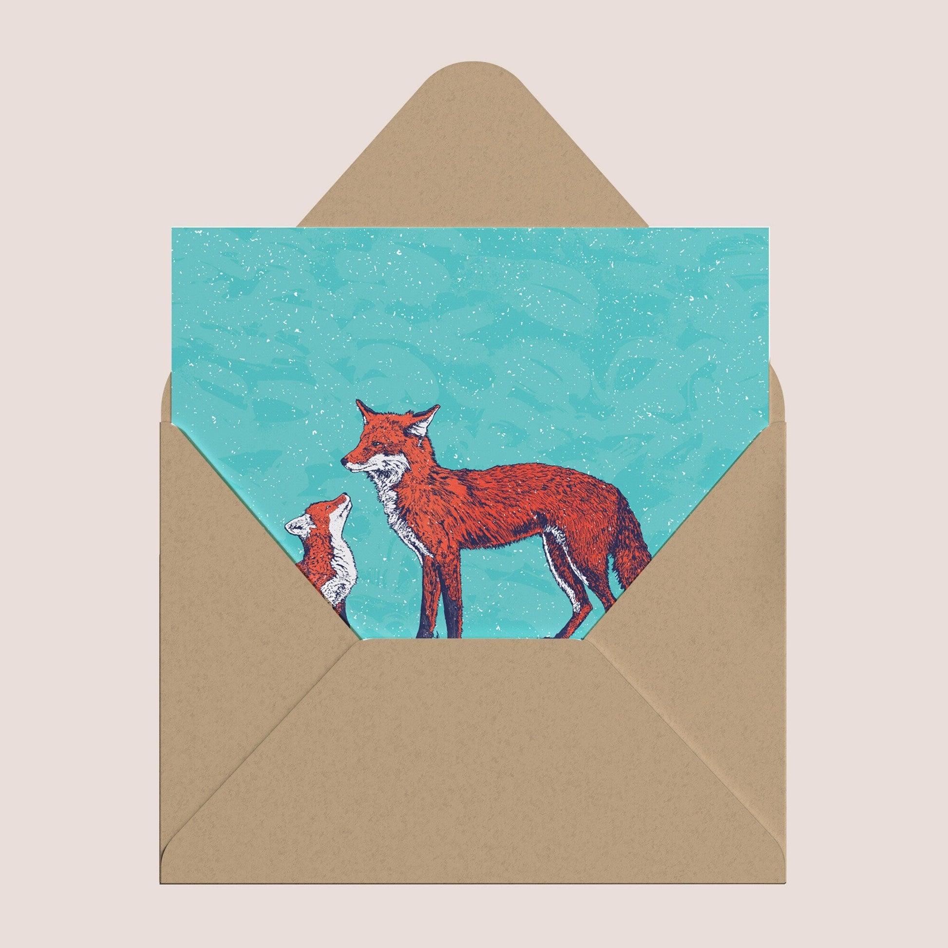 Foxes Christmas card - Bejojoart